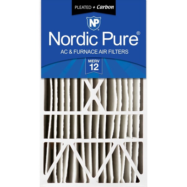 Nordic Pure 16x28x6 Plus Carbon Pleated Air Filter, High Capacity, MERV 12 - 16X28X6ASGM12+C-1