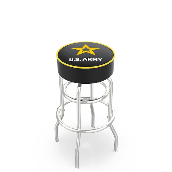Holland Bar Stool Co 30" U.S. Army Cushion Seat, 2-Ring Chrome Swivel Bar Stool - L7C130ARMY