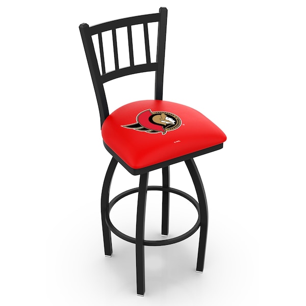 Holland Bar Stool Co 30" Blk Wrinkle Ottawa Senators Swivel Bar Stool, Jailhouse Back - L01830OTTSEN