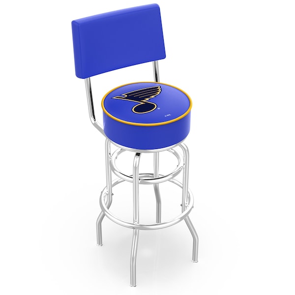 Holland Bar Stool Co 30" Chrome 2-Ring St Louis Blues Swivel Bar Stool, Back - L7C430STLBLU