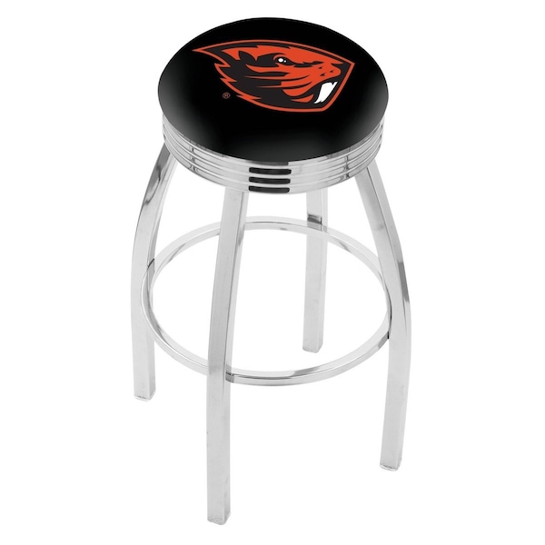 Holland Bar Stool Co 25" Chrome Oregon State Swivel Bar Stool, Accent Ring - L8C3C25OREGST