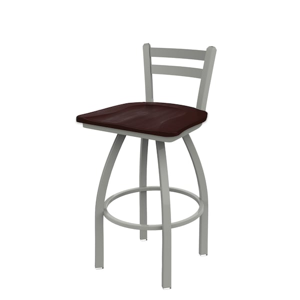 Holland Bar Stool Co 30" Low Back Swivel Bar Stool, Nickel Finish, Dark Cherry Maple Seat - 41130ANDCMPL