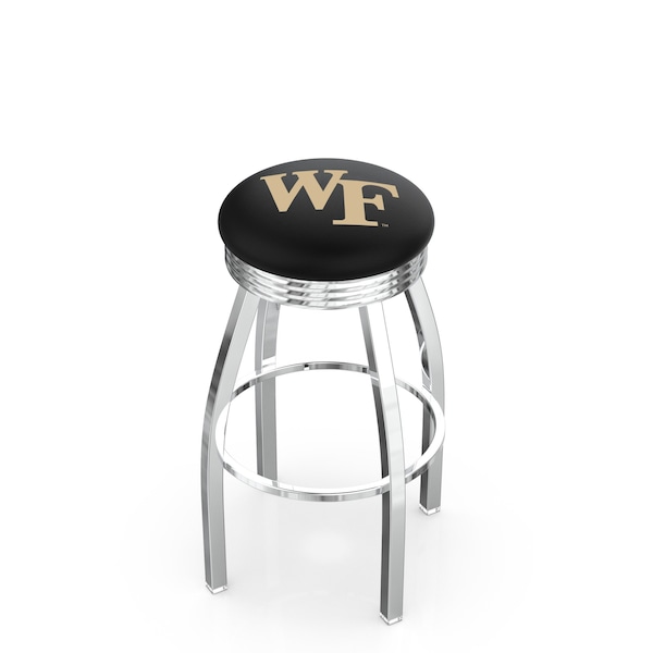Holland Bar Stool Co 25" Chrome Wake Forest Swivel Bar Stool, Accent Ring - L8C3C25WAKEFR