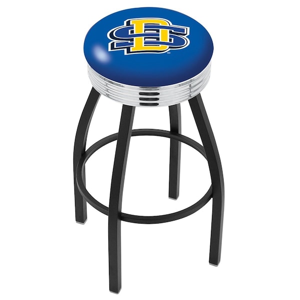 Holland Bar Stool Co 25" Blk Wrinkle South Dakota State Swivel Bar Stool, Chrome Ring - L8B3C25SDAKST