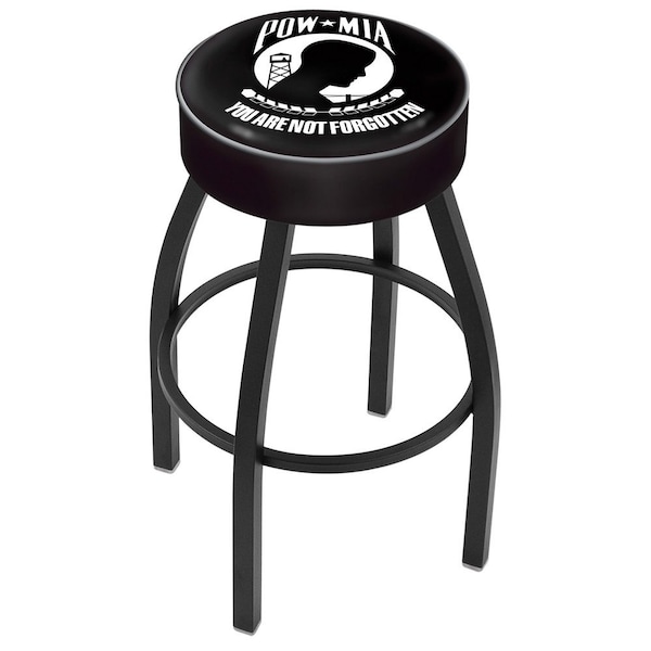 Holland Bar Stool Co 25" 4" POW/MIA Cushion Seat, Blk Wrinkle Base Swivel Bar Stool - L8B125POWMIA