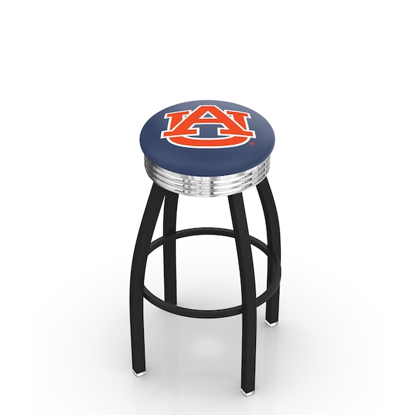 Holland Bar Stool Co 30" Blk Wrinkle Auburn Swivel Bar Stool, Chrome Ring - L8B3C30AUBURN