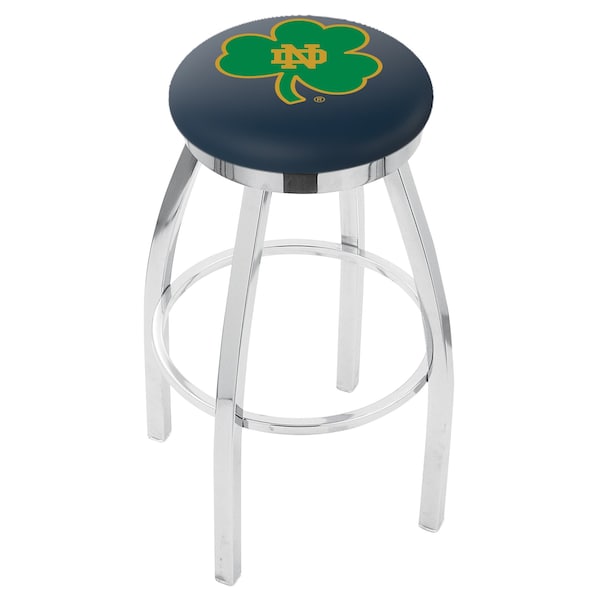 Holland Bar Stool Co 30" Chrome Notre Dame Shamrock Swivel Bar Stool, Accent Ring - L8C2C30ND-SHM