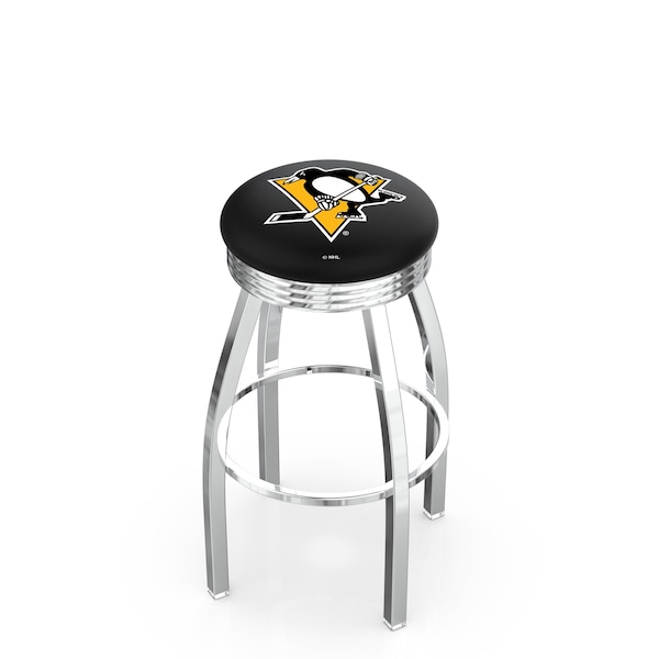 Holland Bar Stool Co 30" Chrome Pittsburgh Penguins Swivel Bar Stool, Accent Ring - L8C3C30PITPEN