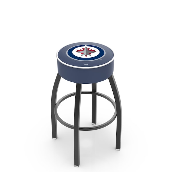 Holland Bar Stool Co 30" 4" Winnipeg Jets Cushion Seat, Blk Wrinkle Base Swivel Bar Stool - L8B130WINJET