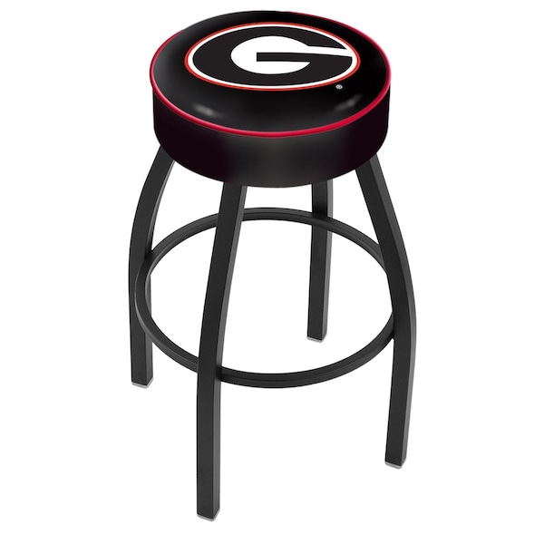 Holland Bar Stool Co 30" 4" Georgia "G" Cushion Seat, Blk Wrinkle Base Swivel Bar Stool - L8B130GA-G