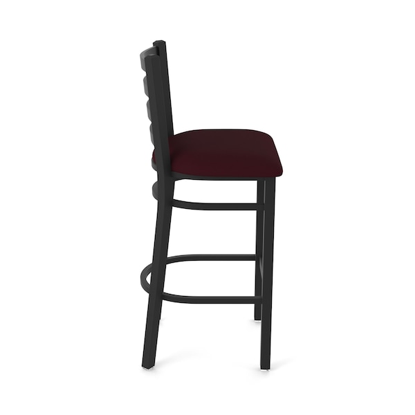 Holland Bar Stool Co 30" Stationary Bar Stool, Black Wrinkle, Canter Bordeaux Seat - 40030BW005