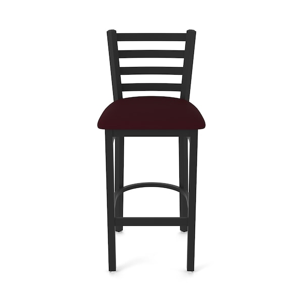 Holland Bar Stool Co 30" Stationary Bar Stool, Black Wrinkle, Canter Bordeaux Seat - 40030BW005