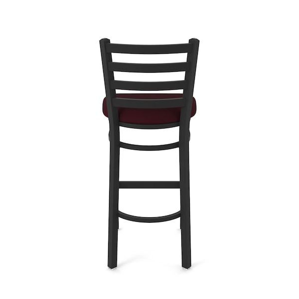 Holland Bar Stool Co 30" Stationary Bar Stool, Black Wrinkle, Canter Bordeaux Seat - 40030BW005