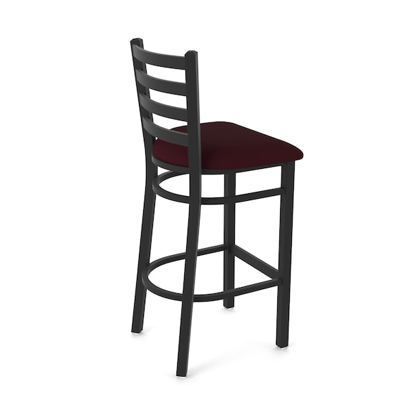 Holland Bar Stool Co 30" Stationary Bar Stool, Black Wrinkle, Canter Bordeaux Seat - 40030BW005