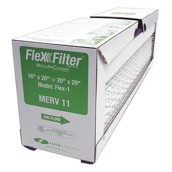 Flexfilter 20x20x5 Pleated Air Filter, Standard Capacity, Synthetic, MERV 11, 1 micron, 6 PK - FLEX-1