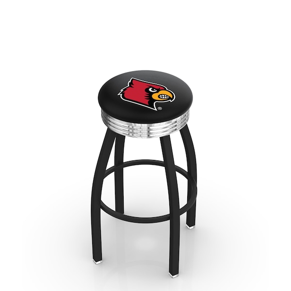 Holland Bar Stool Co 30" Blk Wrinkle Louisville Swivel Bar Stool, Chrome Ring - L8B3C30LVILLE