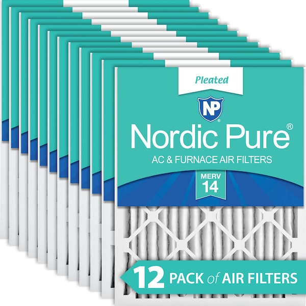 Nordic Pure 12x24x2 Pleated Air Filter, High Capacity, Electrostatically Charged Synthetic Media, MERV 14 - 12X24X2M14-12