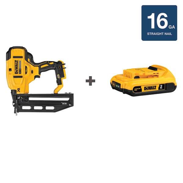 Dewalt Nail Gun, Finish Nail Head, Pistol, 20VDC, Includes Battery - DCN662B/DCB203