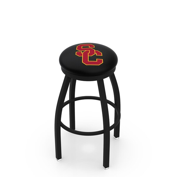 Holland Bar Stool Co 30" Blk Wrinkle USC Trojans Swivel Bar Stool, Accent Ring - L8B2B30SOUCAL