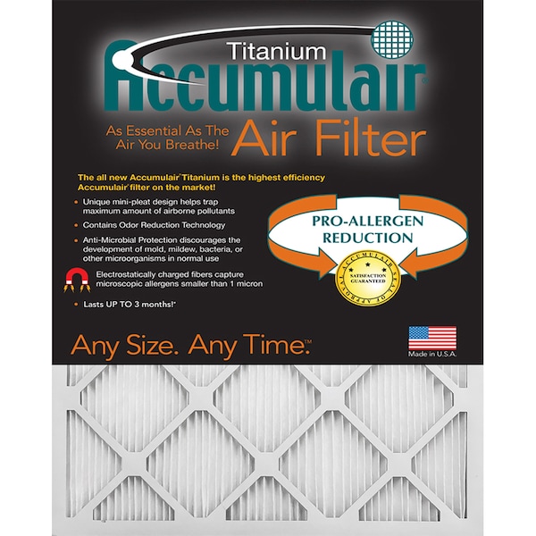 Accumulair 20x32x1 Pleated Air Filter, 4 PK - FI20X32A_4