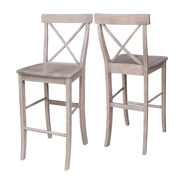 International Concepts X-Back Bar Height Stool, 30" Seat Height, Washed Gray Taupe - S09-6133