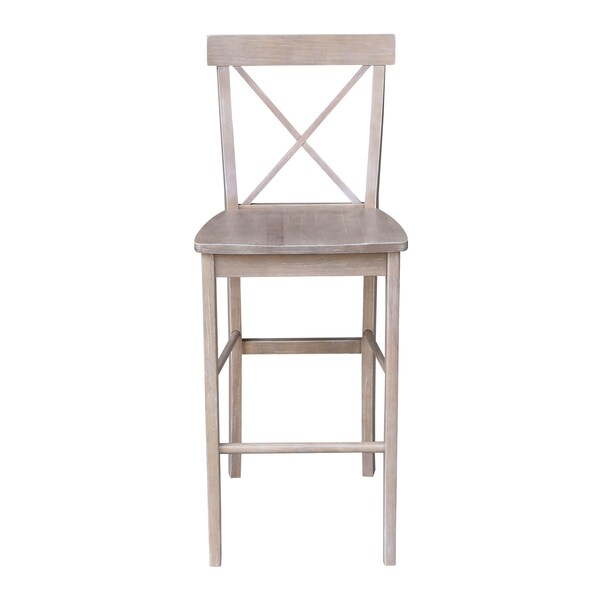 International Concepts X-Back Bar Height Stool, 30" Seat Height, Washed Gray Taupe - S09-6133
