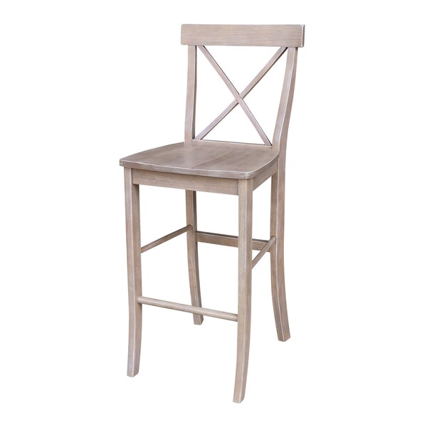 International Concepts X-Back Bar Height Stool, 30" Seat Height, Washed Gray Taupe - S09-6133