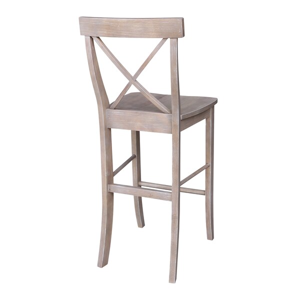 International Concepts X-Back Bar Height Stool, 30" Seat Height, Washed Gray Taupe - S09-6133