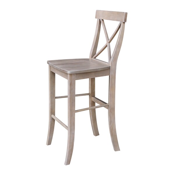 International Concepts X-Back Bar Height Stool, 30" Seat Height, Washed Gray Taupe - S09-6133