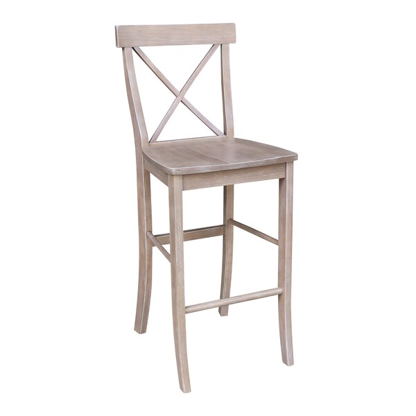 International Concepts X-Back Bar Height Stool, 30" Seat Height, Washed Gray Taupe - S09-6133