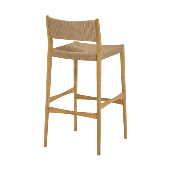 Armen Living Erie Woven Paper Cord and Oak Wood Bar Stool - LCERBANAT30