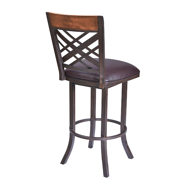 Armen Living Tahiti 30" Barstool in Auburn Bay finish with Brown Pu upholstery - LCTA30BABR