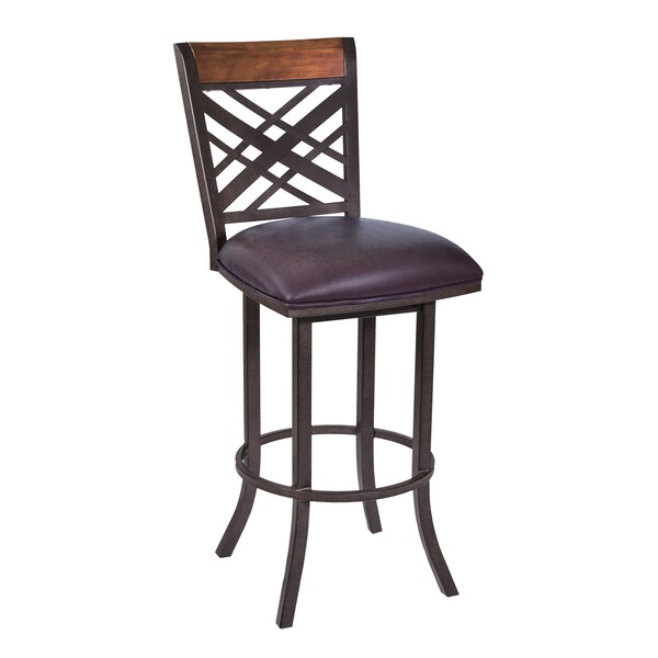 Armen Living Tahiti 30" Barstool in Auburn Bay finish with Brown Pu upholstery - LCTA30BABR