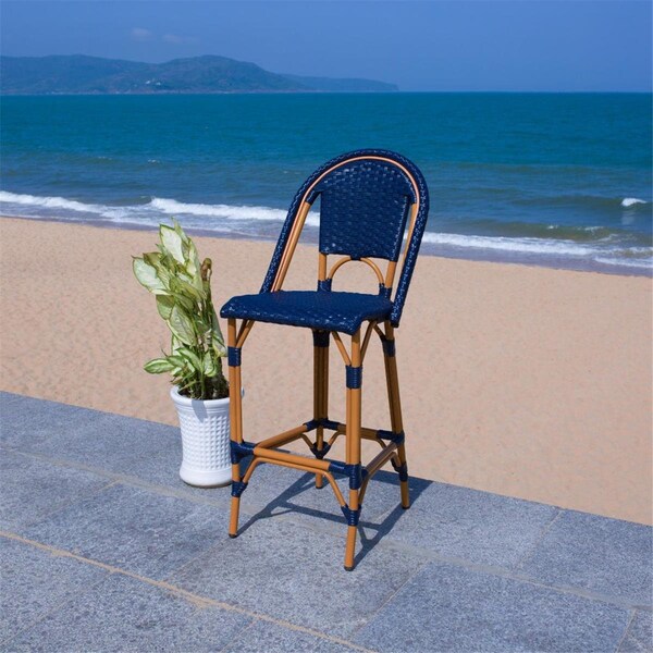 Safavieh 19.75 x 25.5 x 46.5 in. California Bar Stool, Navy - PAT7534B