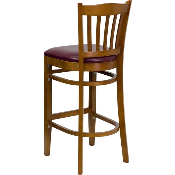 Flash Furniture Stool, Vert Slat Bck, Chrry Wd w/Burg Vny - XU-DGW0008BARVRT-CHY-BURV-GG