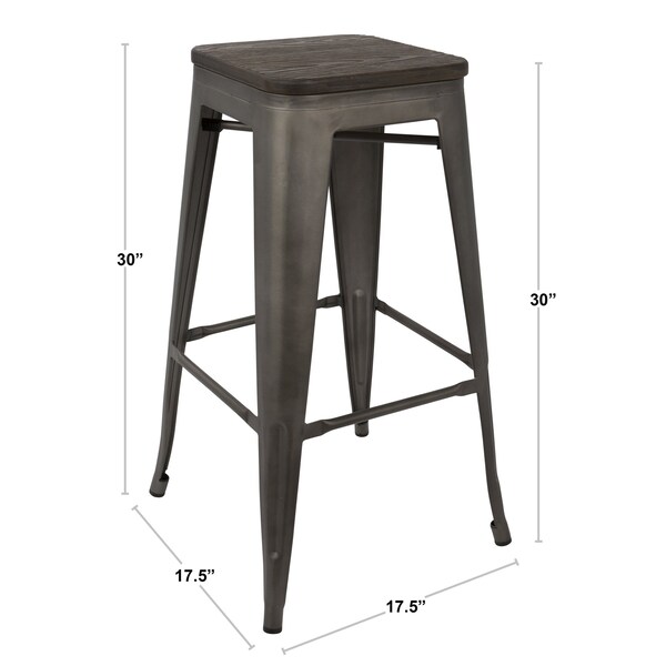 Lumisource Oregon Stackable Barstool in Vintage White and Espresso, PK 2 - BS-OR VW+E2