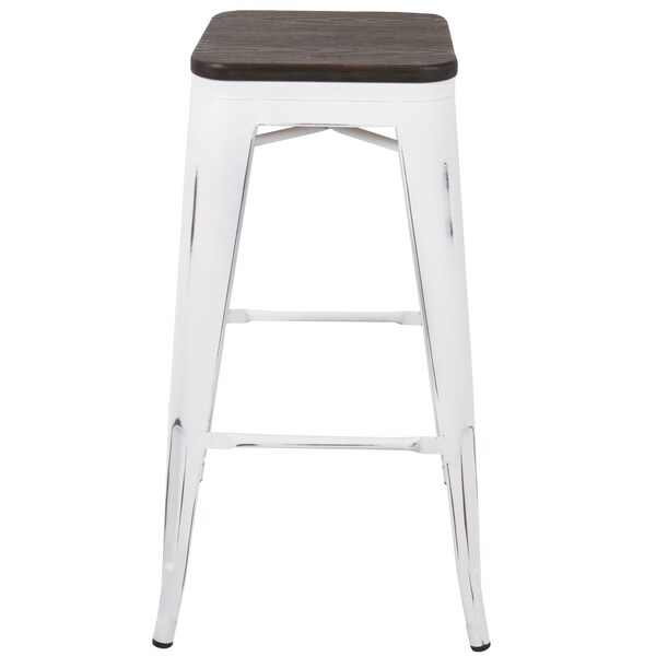 Lumisource Oregon Stackable Barstool in Vintage White and Espresso, PK 2 - BS-OR VW+E2