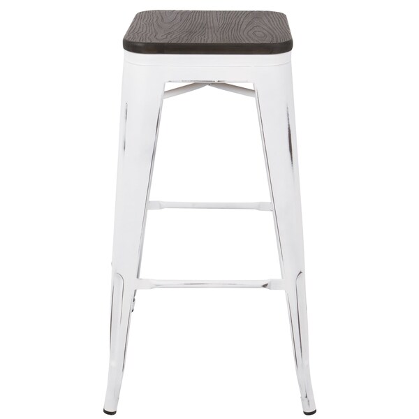 Lumisource Oregon Stackable Barstool in Vintage White and Espresso, PK 2 - BS-OR VW+E2