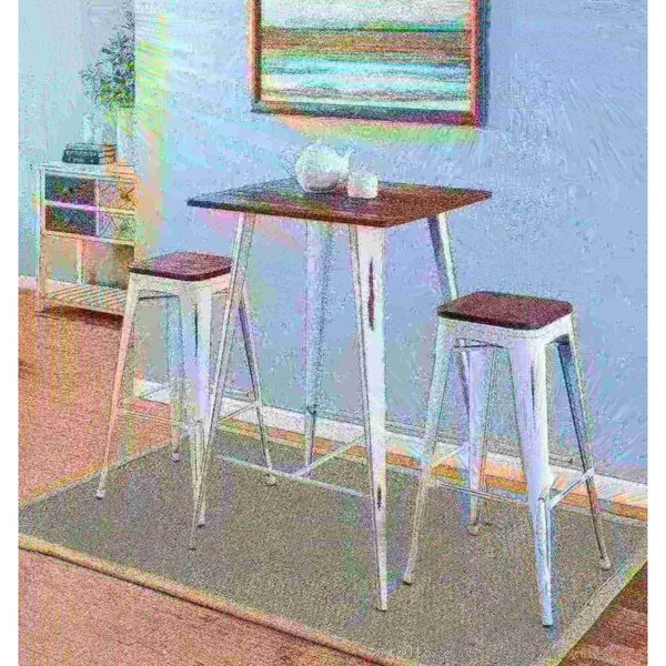 Lumisource Oregon Stackable Barstool in Vintage White and Espresso, PK 2 - BS-OR VW+E2