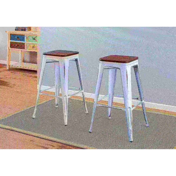Lumisource Oregon Stackable Barstool in Vintage White and Espresso, PK 2 - BS-OR VW+E2