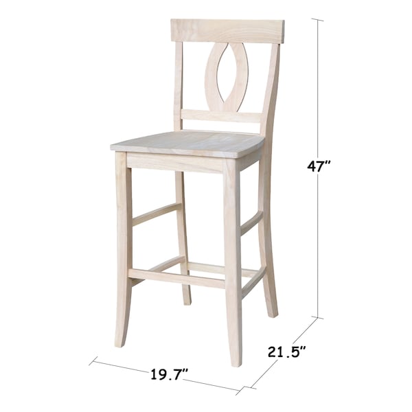 International Concepts Verona Bar Height Stool, 30" Seat Height, Unfinished - S-1703