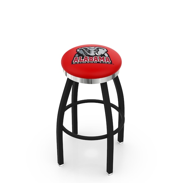 Holland Bar Stool Co 30" Blk Wrinkle Alabama Swivel Bar Stool, Chrome Ring - L8B2C30AL-ELE