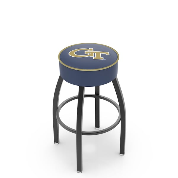 Holland Bar Stool Co 30" 4" Georgia Tech Cushion Seat, Blk Wrinkle Base Swivel Bar Stool - L8B130GATECH