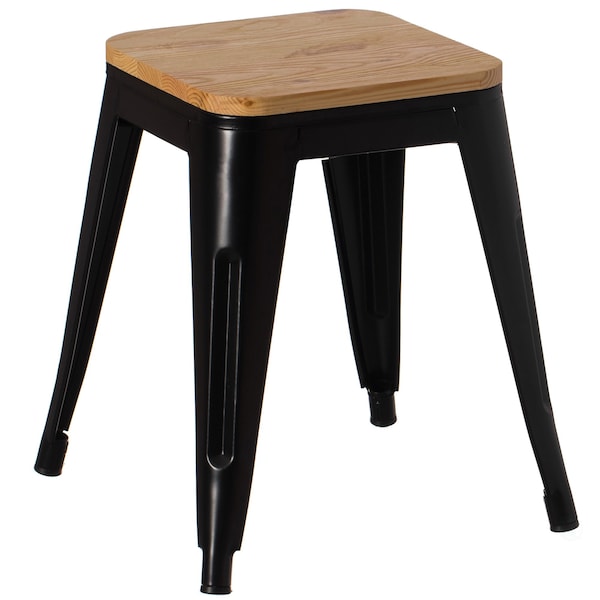 Vintiquewise 17-in. Medium Decorative Accent Bar Stool for Indoor and Outdoor, Wooden Brown and Metal Black - QI004465.M