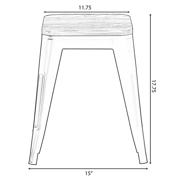 Vintiquewise 17-in. Medium Decorative Accent Bar Stool for Indoor and Outdoor, Wooden Brown and Metal Black - QI004465.M
