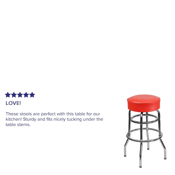 Flash Furniture Double Ring Chrome Stool, Red Seat - XU-D-100-RED-GG