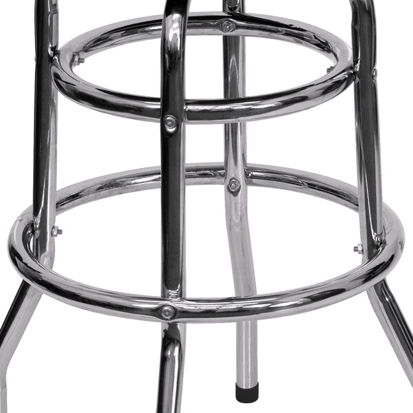 Flash Furniture Double Ring Chrome Stool, Red Seat - XU-D-100-RED-GG