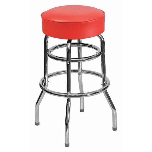 Flash Furniture Double Ring Chrome Stool, Red Seat - XU-D-100-RED-GG