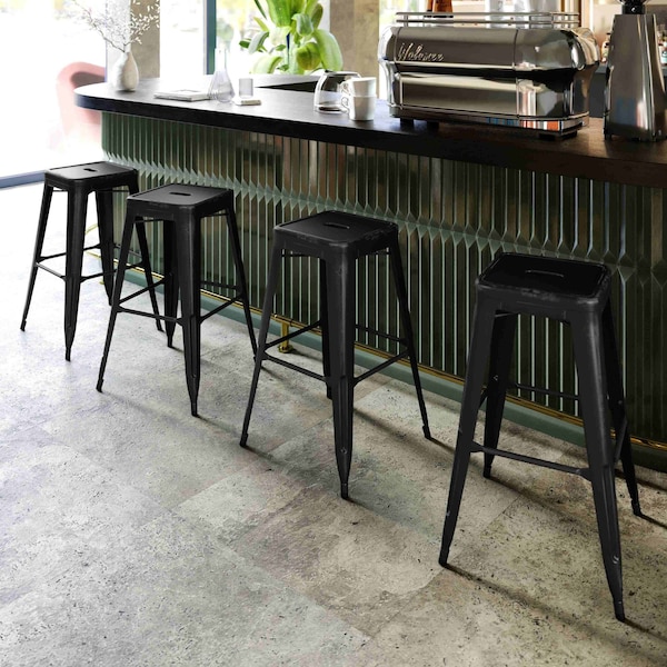Flash Furniture 4PK 30"H Backless Distressed Black Metal Barstool - 4-ET-BT3503-30-BK-GG