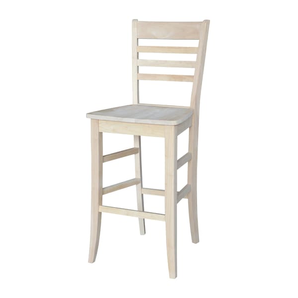 International Concepts Roma Bar Height Stool, 30" Seat Height, Unfinished - S-3103